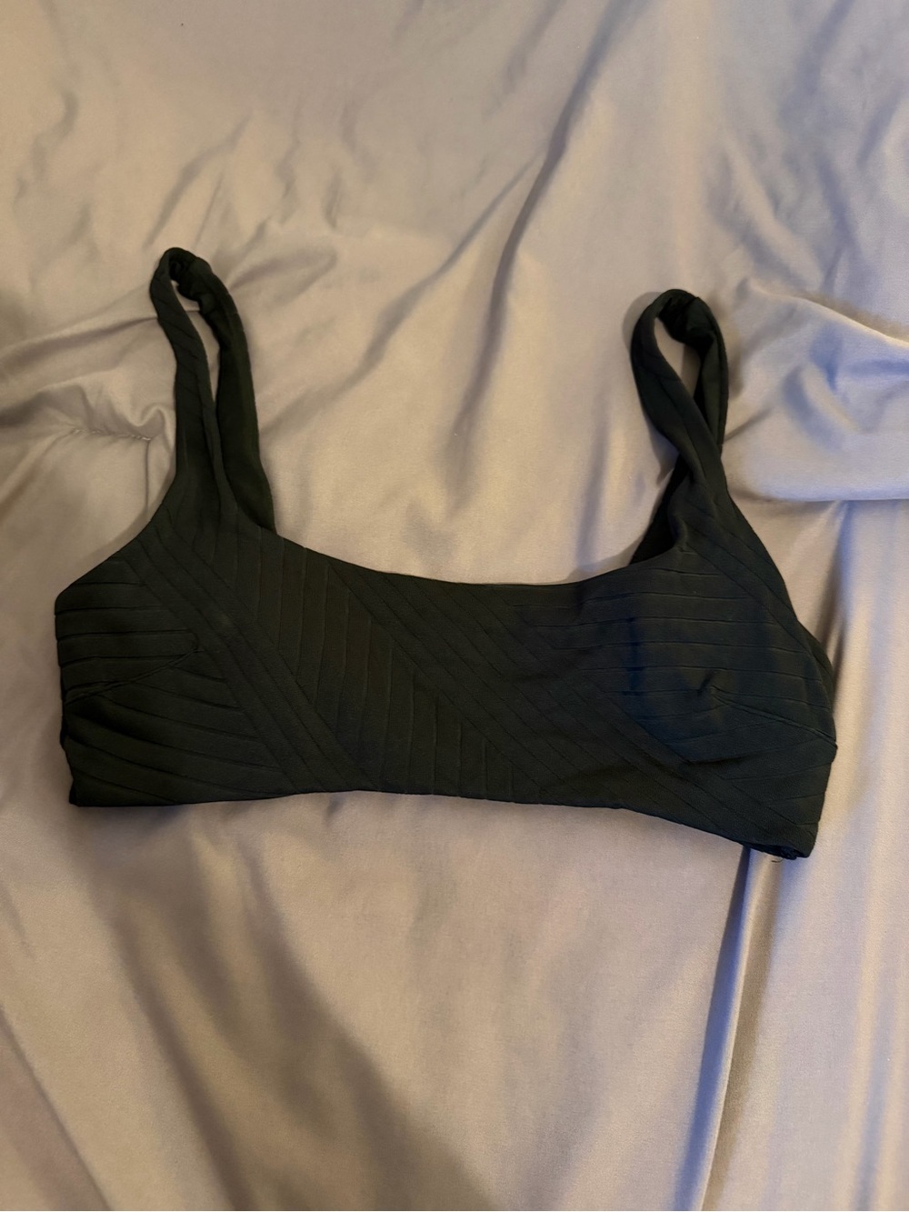 Aerie Black Ribbed Pattern Bralette - L